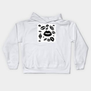 Kisses All Over (Black & White) Kids Hoodie